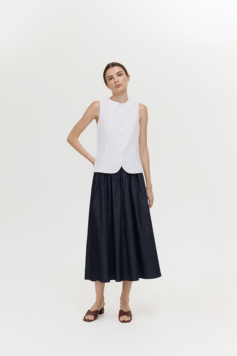 RAYEN LINEN BUTTONDOWN VEST TOP