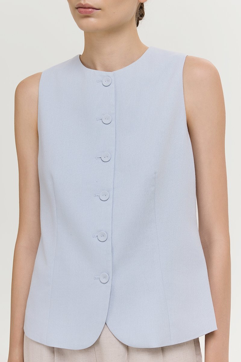 RAYEN LINEN BUTTONDOWN VEST TOP