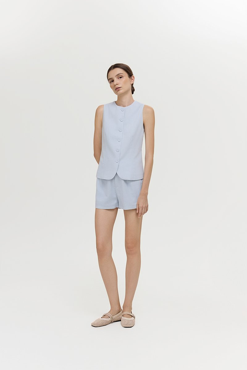 RAYEN LINEN BUTTONDOWN VEST TOP