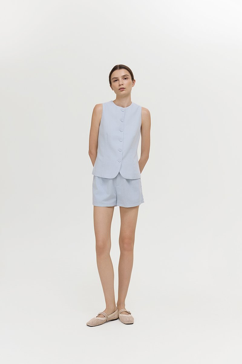 RAYEN LINEN BUTTONDOWN VEST TOP