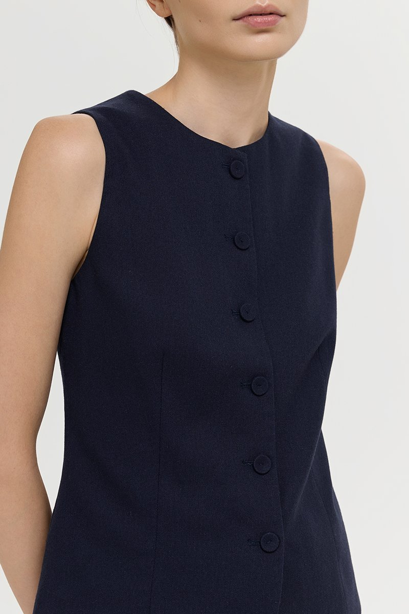 RAYEN LINEN BUTTONDOWN VEST TOP