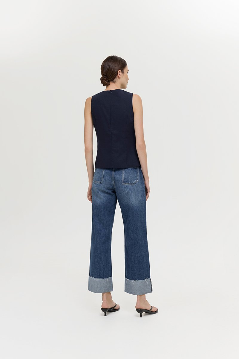 RAYEN LINEN BUTTONDOWN VEST TOP