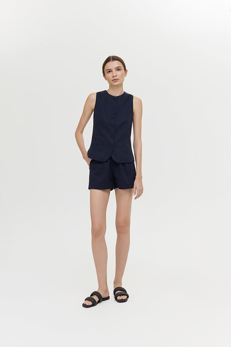 RAYEN LINEN BUTTONDOWN VEST TOP