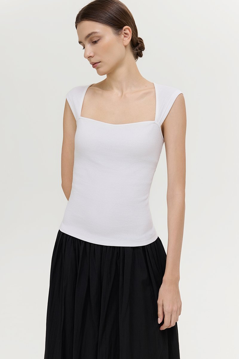 LIONA PADDED SWEETHEART RIBBED TOP