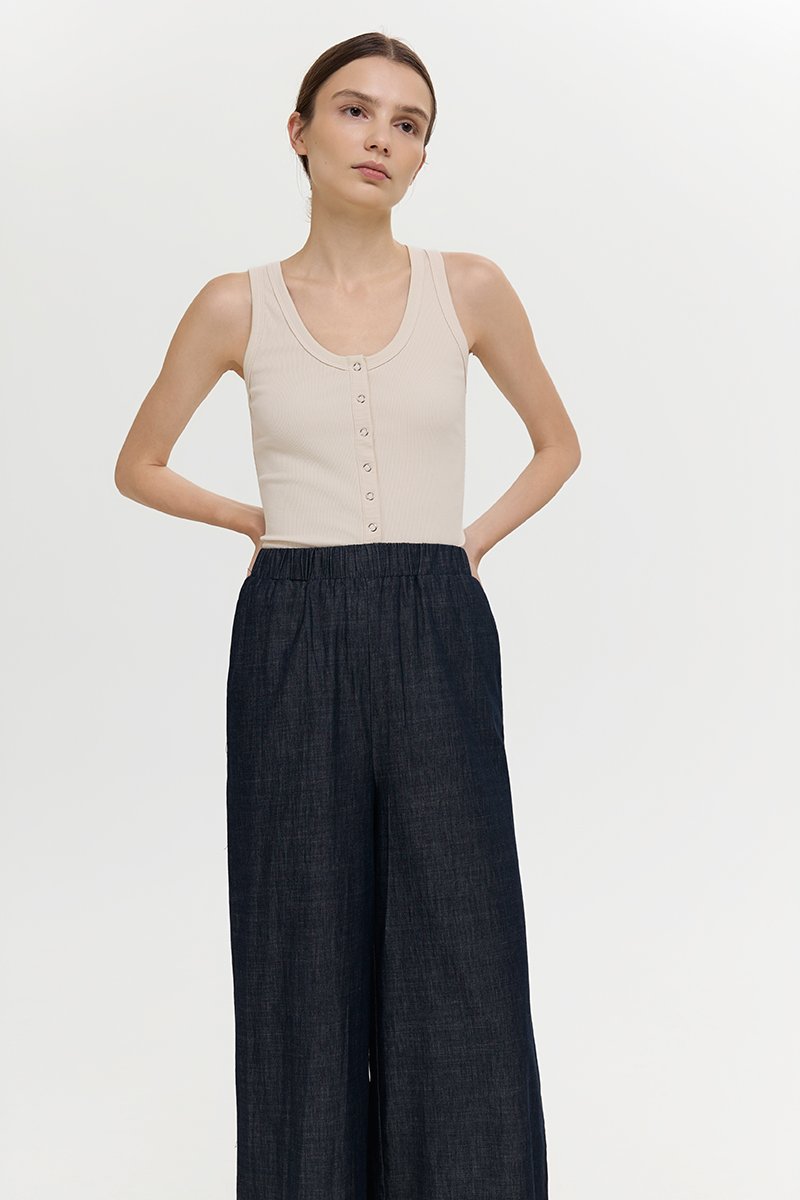 HARLOW WIDE LEG SOFT DENIM PANTS (PETITE)