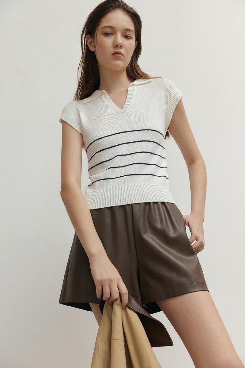 BRISTOL POLO STRIPED KNIT TOP