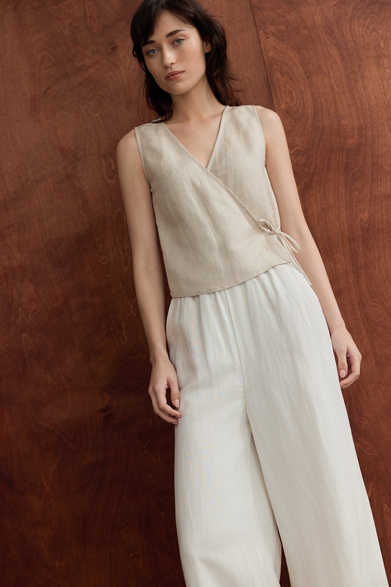 CALIA TIE WRAP LINEN TOP