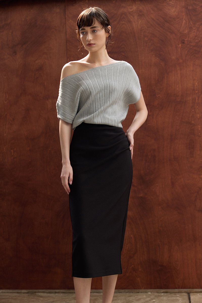 ELEORA PLEATED PENCIL SKIRT