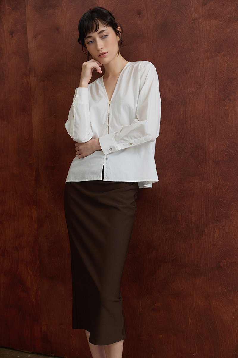 ELEORA PLEATED PENCIL SKIRT