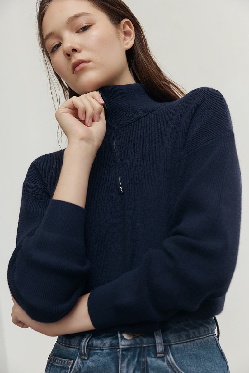 GENEVA HALF ZIP KNIT SWEATER