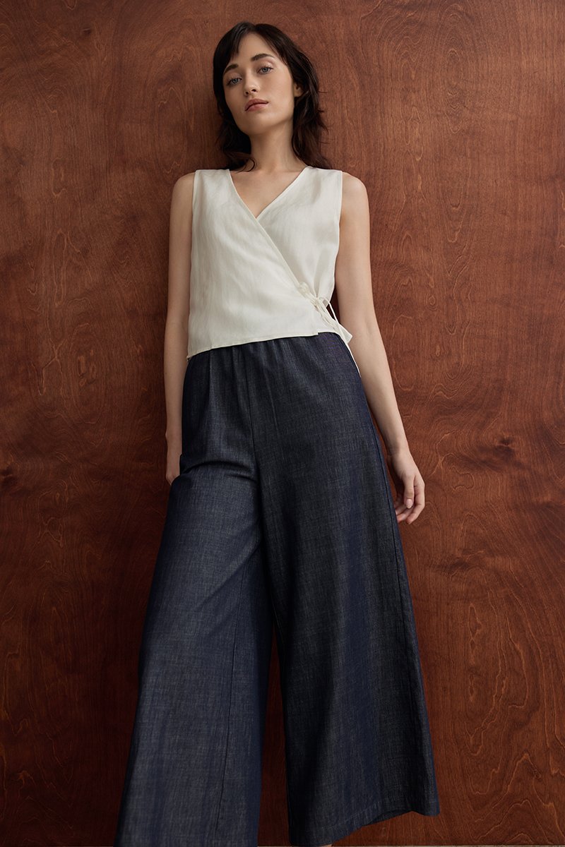HARLOW WIDE LEG SOFT DENIM PANTS (PETITE)
