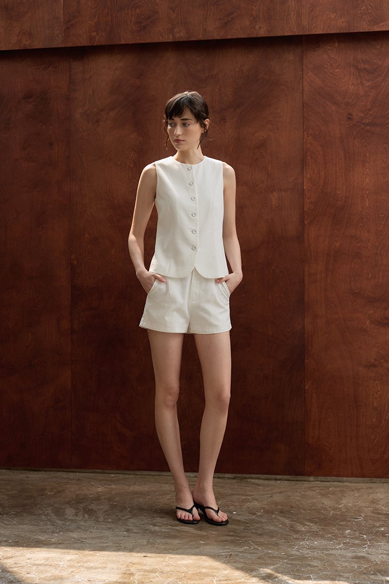 RAYEN LINEN BUTTONDOWN VEST TOP