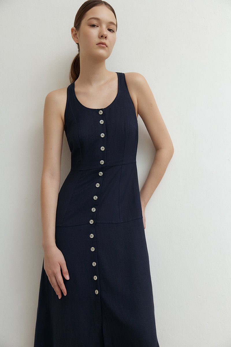 WENDELL SCOOP NECK BUTTONDOWN DRESS