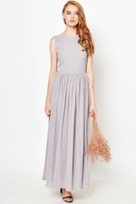 LAVONNE LACE PLEAT MAXI DRESS GREY
