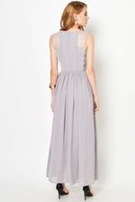 LAVONNE LACE PLEAT MAXI DRESS GREY