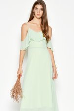 MISA OFFSHOULDER MIDI DRESS JADE