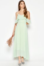 MISA OFFSHOULDER MIDI DRESS JADE