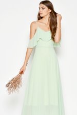 MISA OFFSHOULDER MIDI DRESS JADE