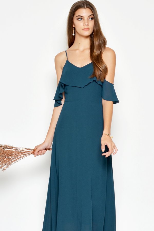 MISA OFFSHOULDER MIDI DRESS TEAL MISA OFFSHOULDER MIDI DRESS TEAL