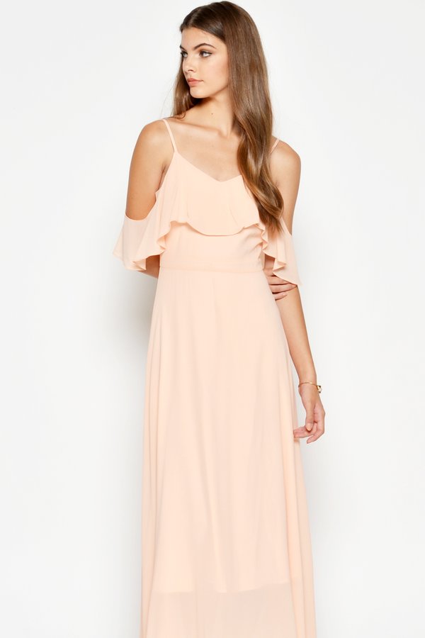 MISA OFFSHOULDER MIDI DRESS PEACH MISA OFFSHOULDER MIDI DRESS PEACH