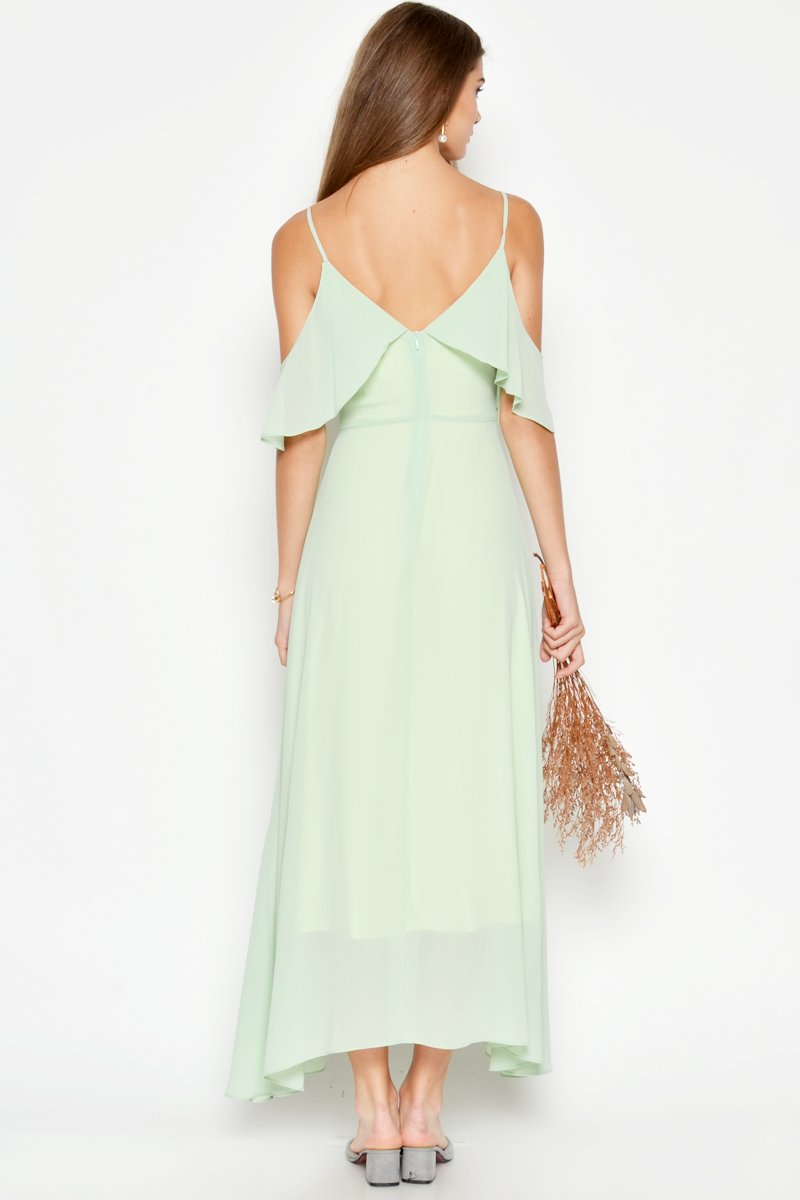 MISA OFFSHOULDER MIDI DRESS JADE