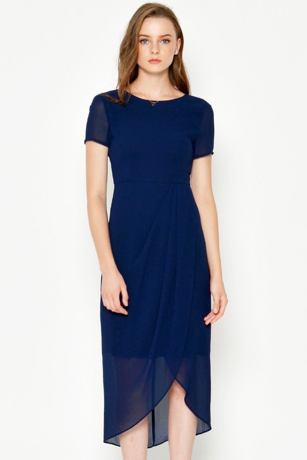 BLAKE WRAP MIDI DRESS NAVY BLAKE WRAP MIDI DRESS NAVY