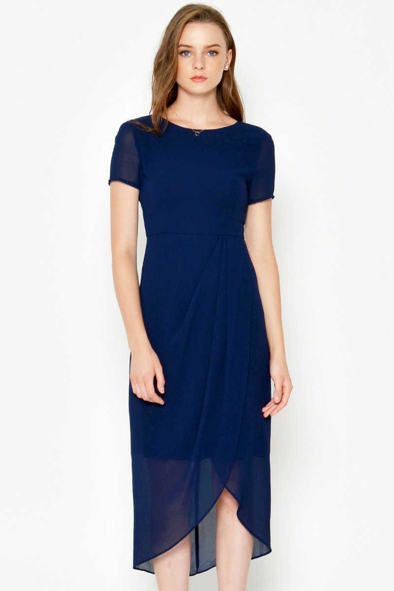 BLAKE WRAP MIDI DRESS NAVY BLAKE WRAP MIDI DRESS NAVY
