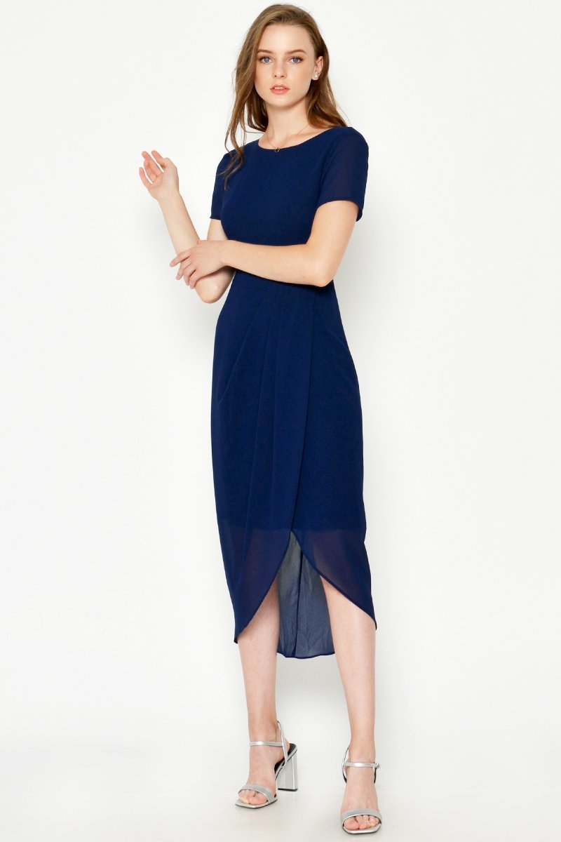 BLAKE WRAP MIDI DRESS NAVY BLAKE WRAP MIDI DRESS NAVY