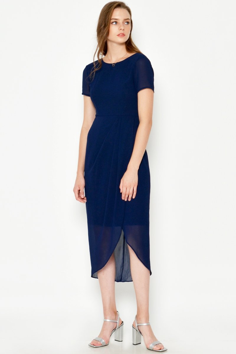 BLAKE WRAP MIDI DRESS NAVY BLAKE WRAP MIDI DRESS NAVY