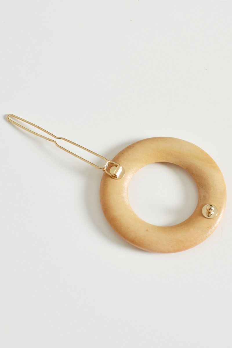 WOODEN RING HAIR CLIP
