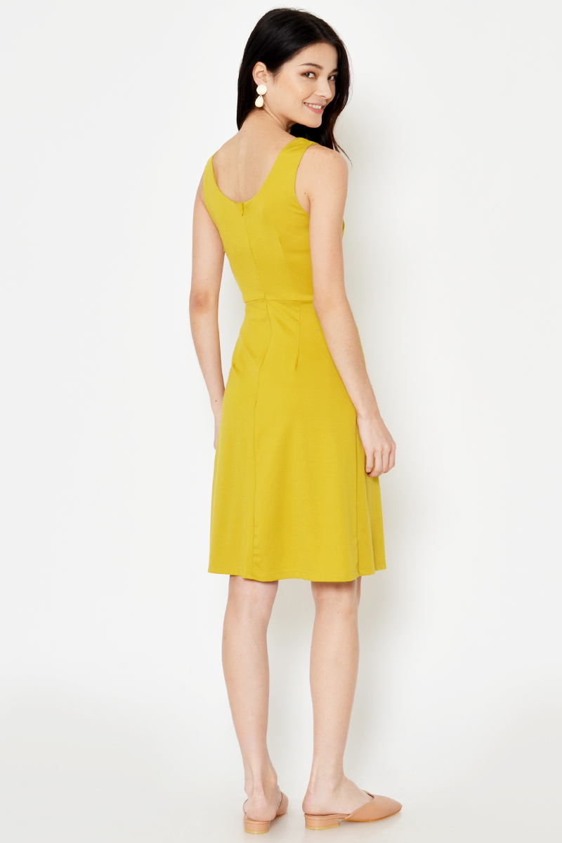 DAEGAN SQUARENECK BUTTON DRESS