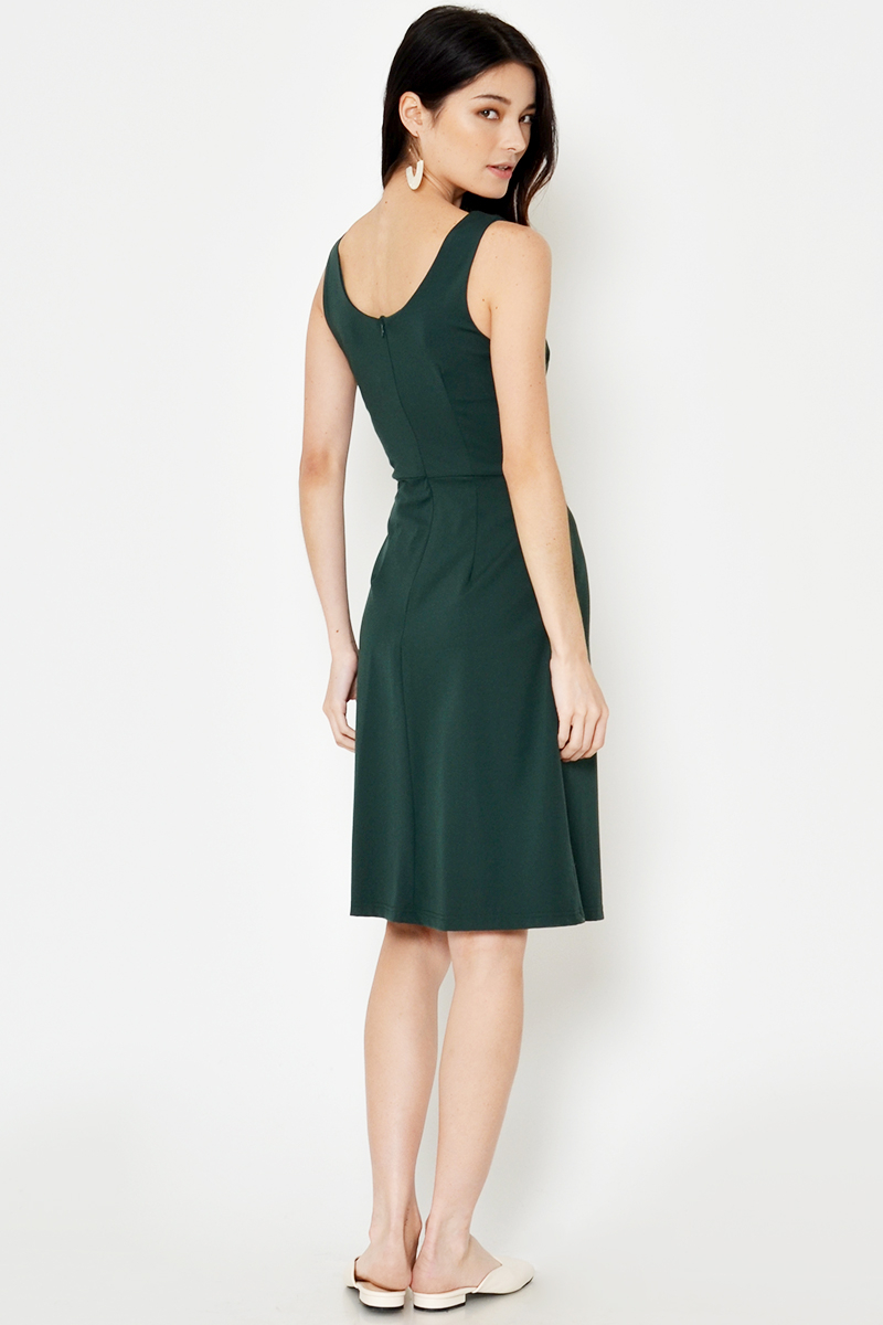 DAEGAN SQUARENECK BUTTON DRESS