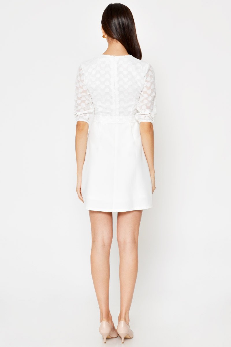 VINO TEXTURED MESH FLARE DRESS W SASH