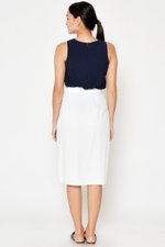 DREZEL TENCEL BUCKLE DRAPE MIDI SKIRT