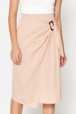 DREZEL TENCEL BUCKLE DRAPE MIDI SKIRT