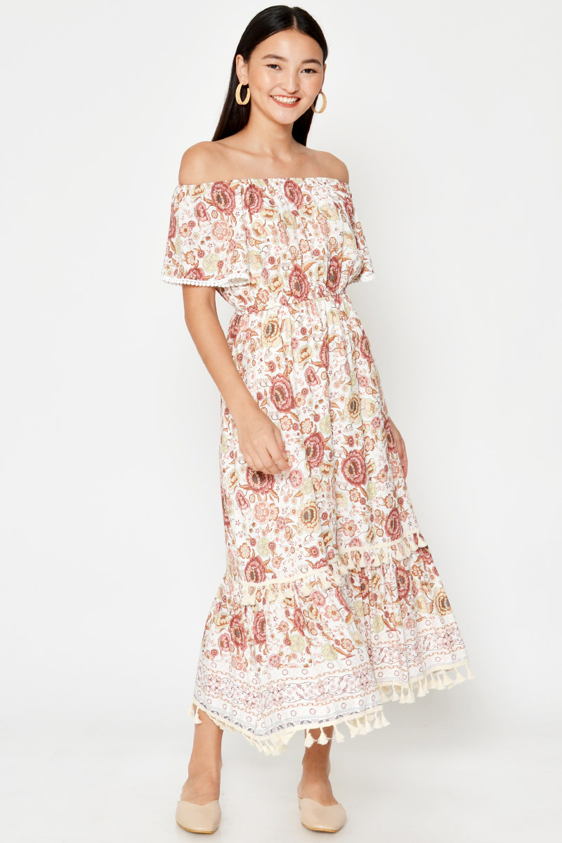 off shoulder maxi dress casual