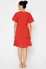 BETHAL CROCHET FLOUNCE FLARE DRESS W SASH