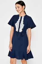 BETHAL CROCHET FLOUNCE FLARE DRESS W SASH