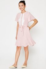 BETHAL CROCHET FLOUNCE FLARE DRESS W SASH