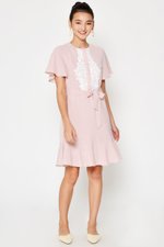 BETHAL CROCHET FLOUNCE FLARE DRESS W SASH