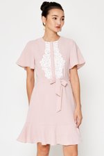 BETHAL CROCHET FLOUNCE FLARE DRESS W SASH