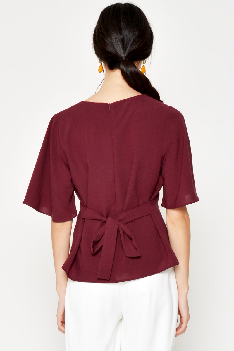 JANESE FLUTTER SLEEVE TOP W SASH | Love and Bravery