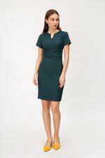 ELIZA NOTCH NECKLINE DRESS W BUCKLE