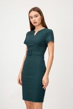 ELIZA NOTCH NECKLINE DRESS W BUCKLE