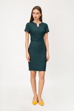 ELIZA NOTCH NECKLINE DRESS W BUCKLE