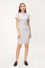 ELIZA NOTCH NECKLINE DRESS W BUCKLE
