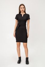 ELIZA NOTCH NECKLINE DRESS W BUCKLE
