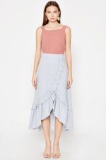 LUCY PLEATED RUFFLE STRIPE SKIRT