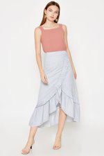 LUCY PLEATED RUFFLE STRIPE SKIRT