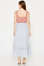 LUCY PLEATED RUFFLE STRIPE SKIRT